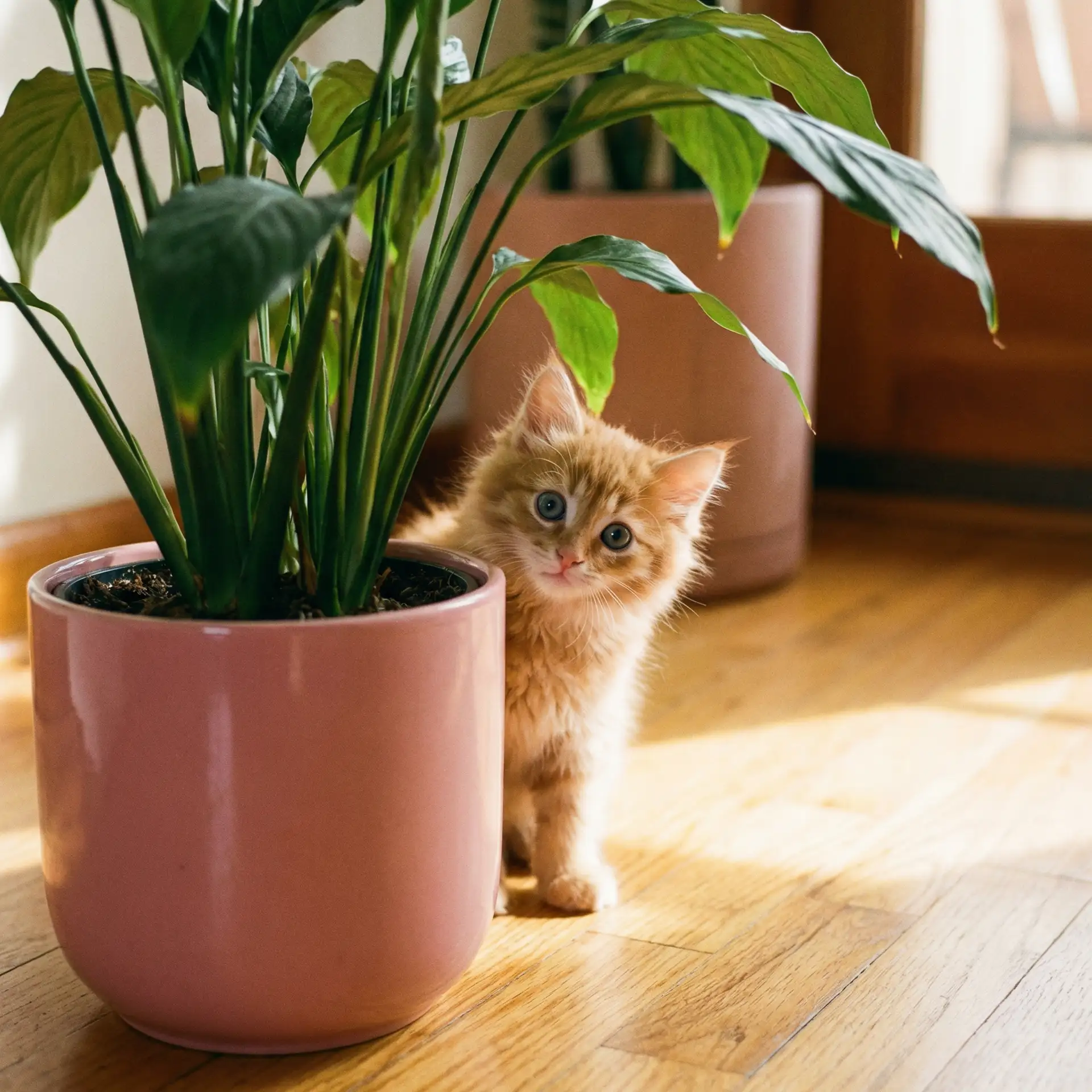 小猫从花盆后探头 - 美国第十次啦